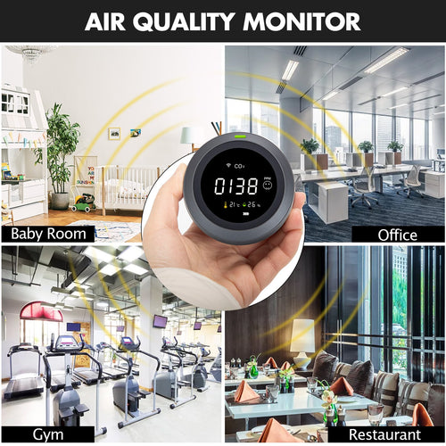 Carefor CF-5Wifi Air Quality Monitor for CO2 , CO2 Meter, CO2 Monitor Wireless Temperature, Humidity